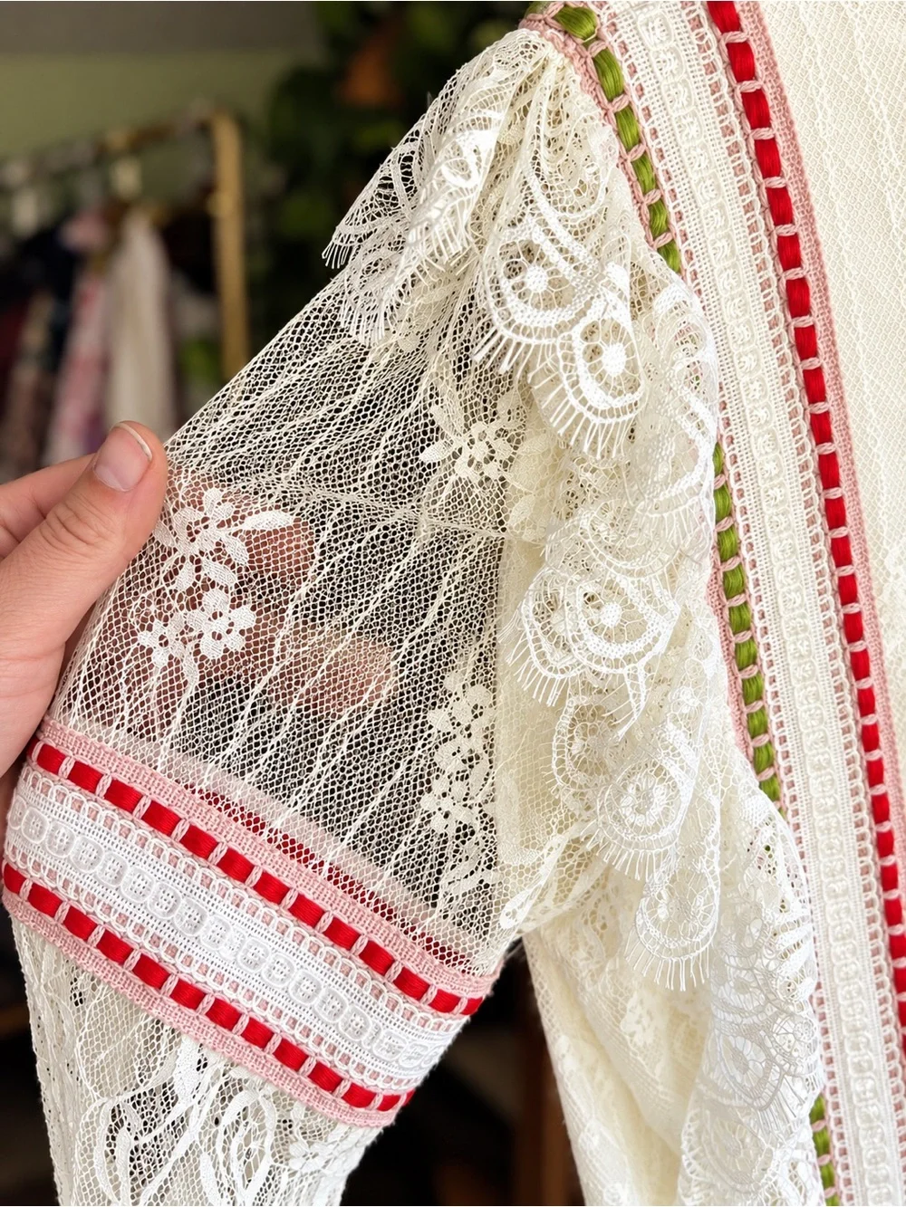 Anthropologie x BL-NK London Tali Lace Top White Embroidered Cottagecore Boho